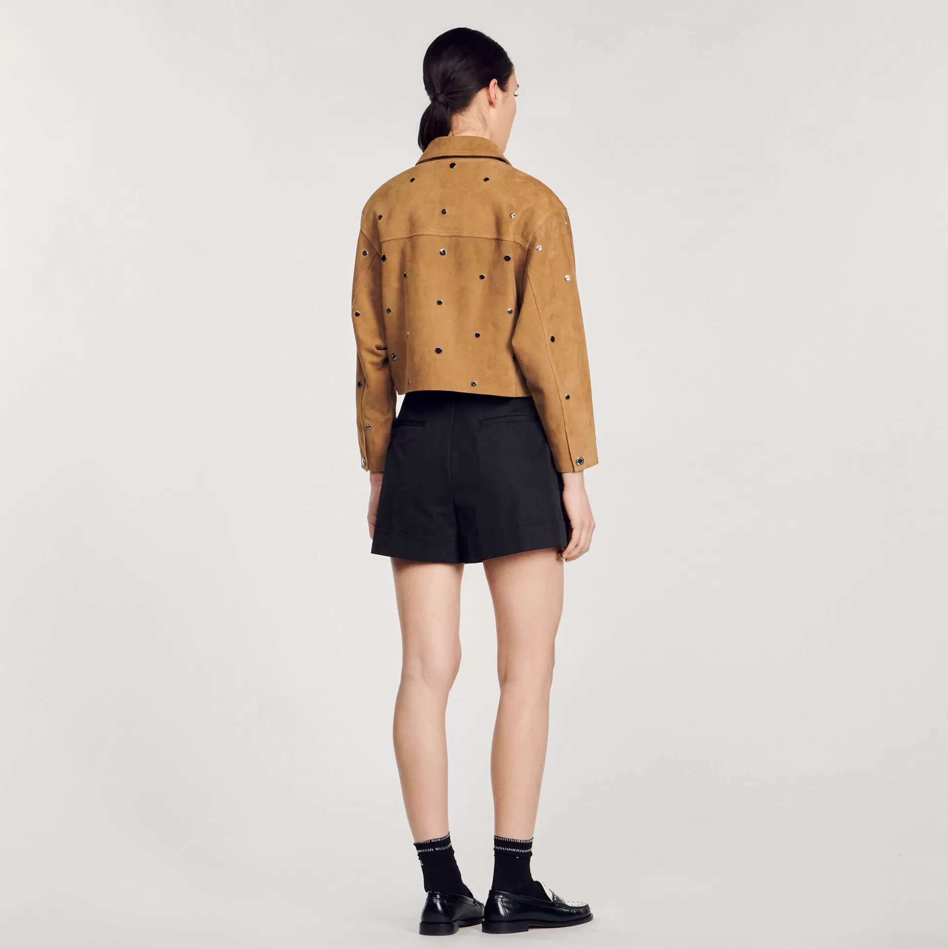 Mujer Sandro Paris Cazadoras & Chaquetas<Cazadora De Ante Decorada Con Tachuelas