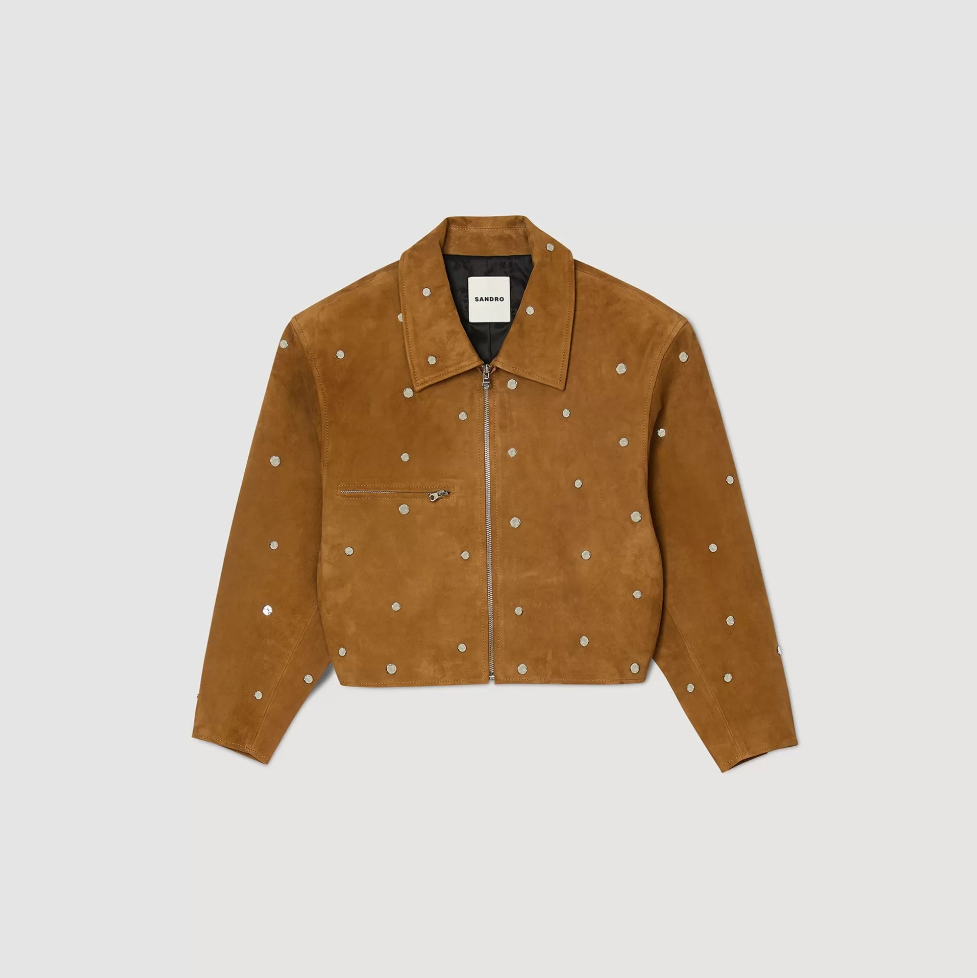Mujer Sandro Paris Cazadoras & Chaquetas<Cazadora De Ante Decorada Con Tachuelas