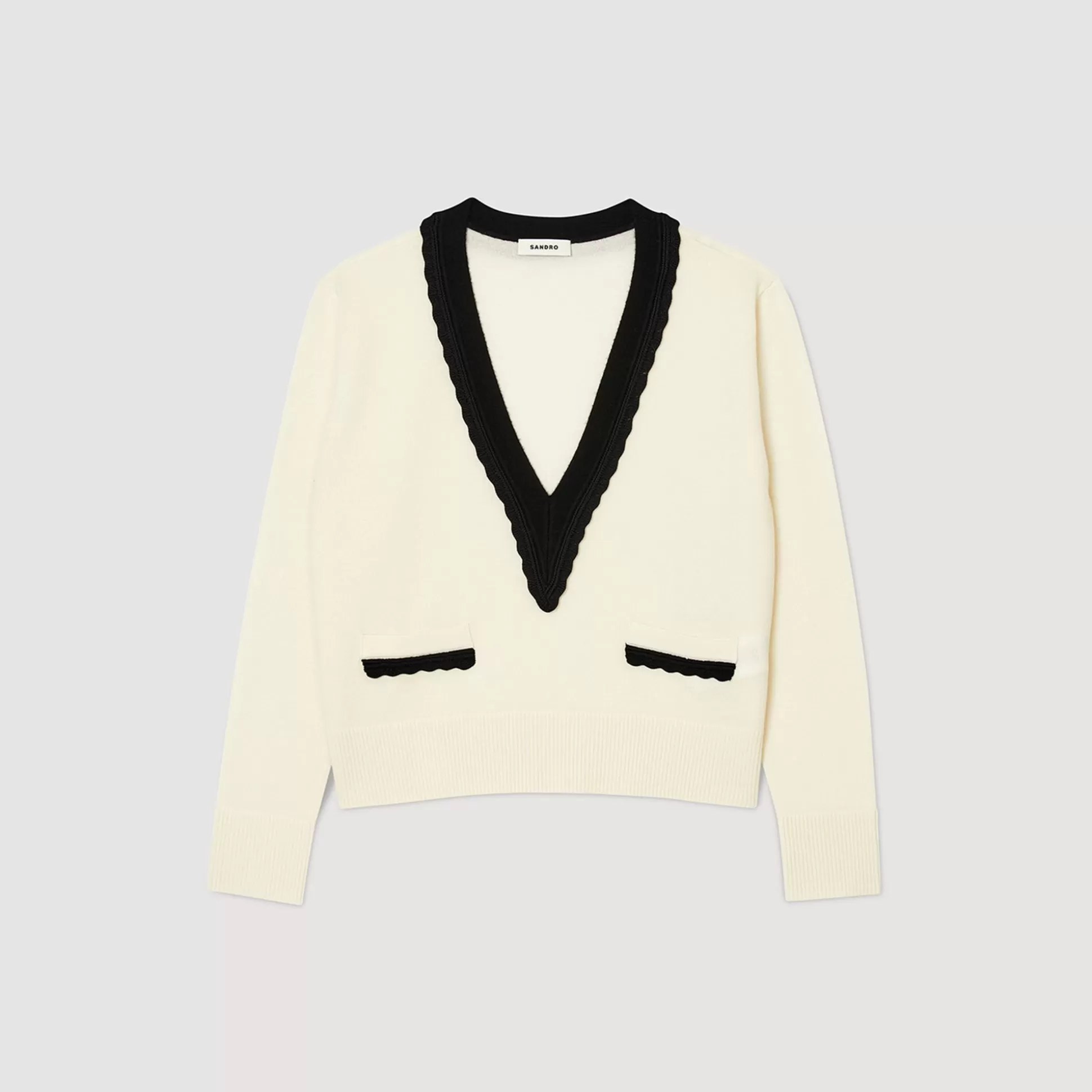 Mujer Sandro Paris Jerseys & Cárdigans<Jersey Con Cuello De Pico Bicolor