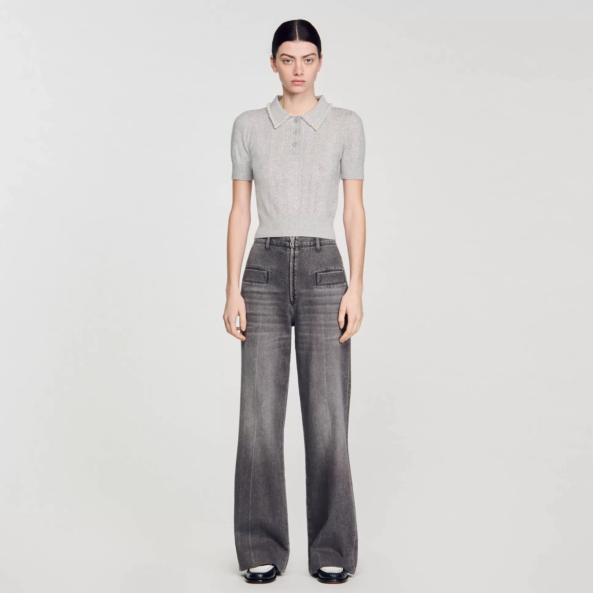 Mujer Sandro Paris Jerseys & Cárdigans<Jersey Corto Tipo Polo
