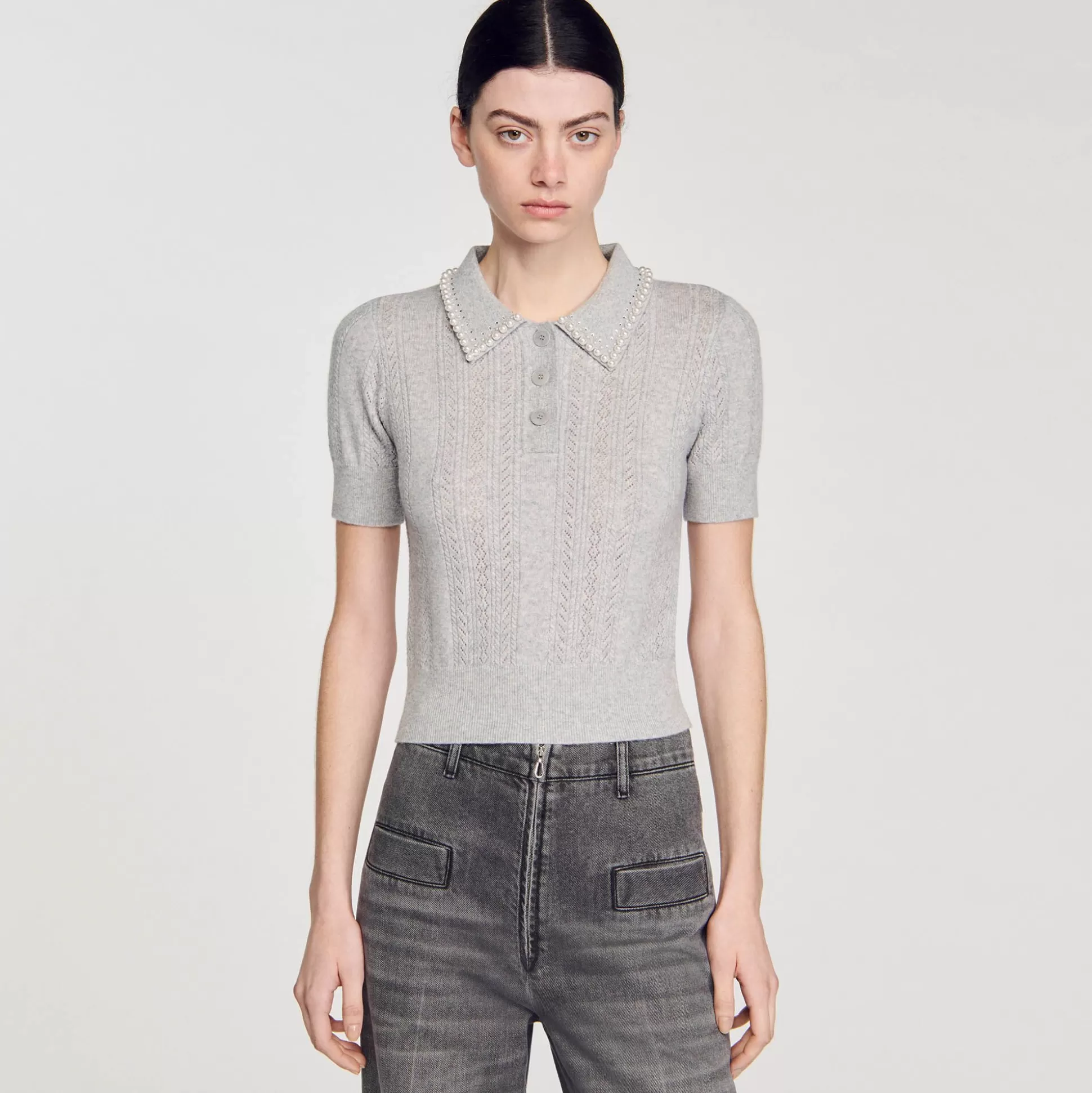 Mujer Sandro Paris Jerseys & Cárdigans<Jersey Corto Tipo Polo