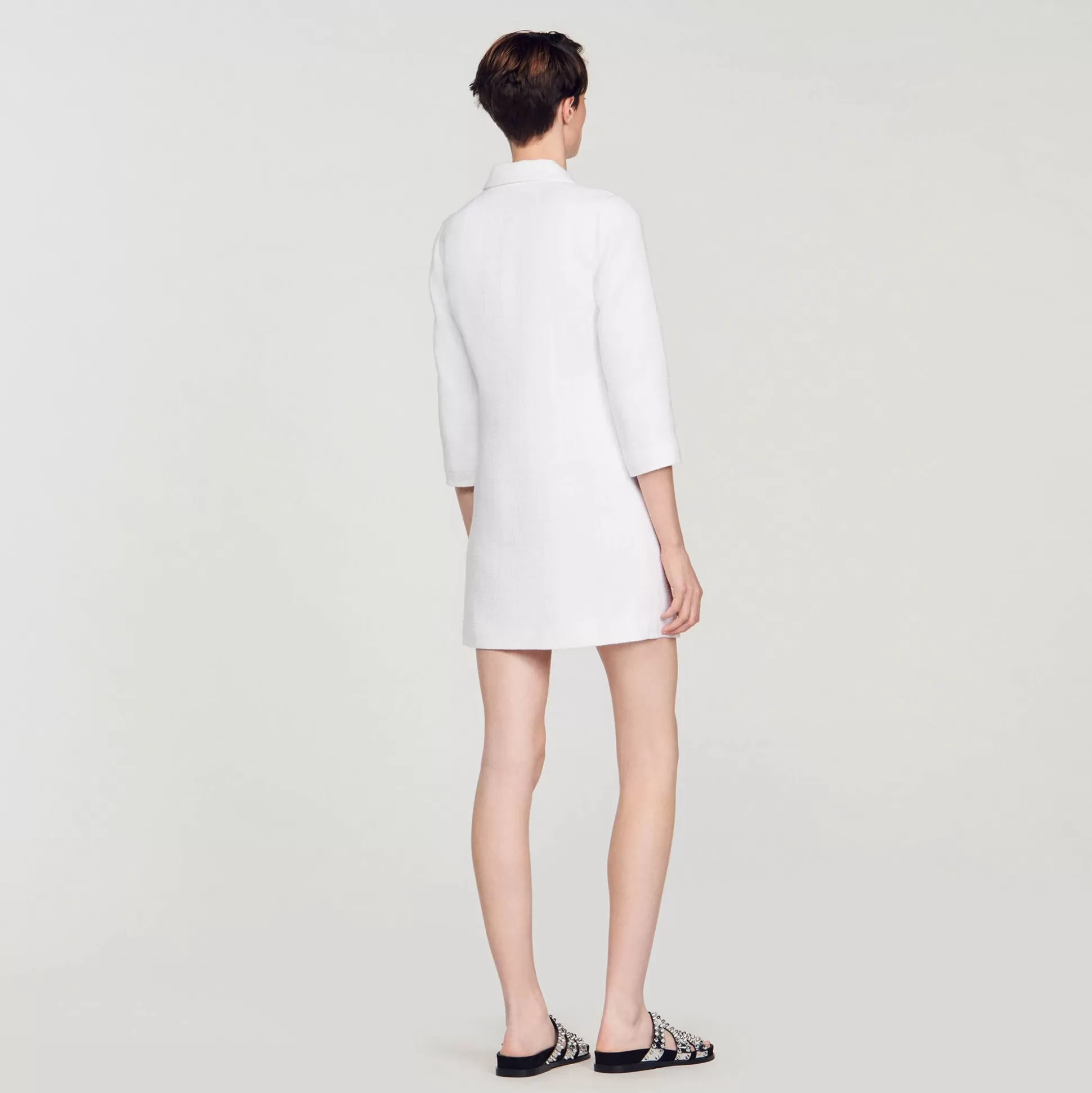 Mujer Sandro Paris Vestidos<Vestido Corto De Tweed De Manga Larga