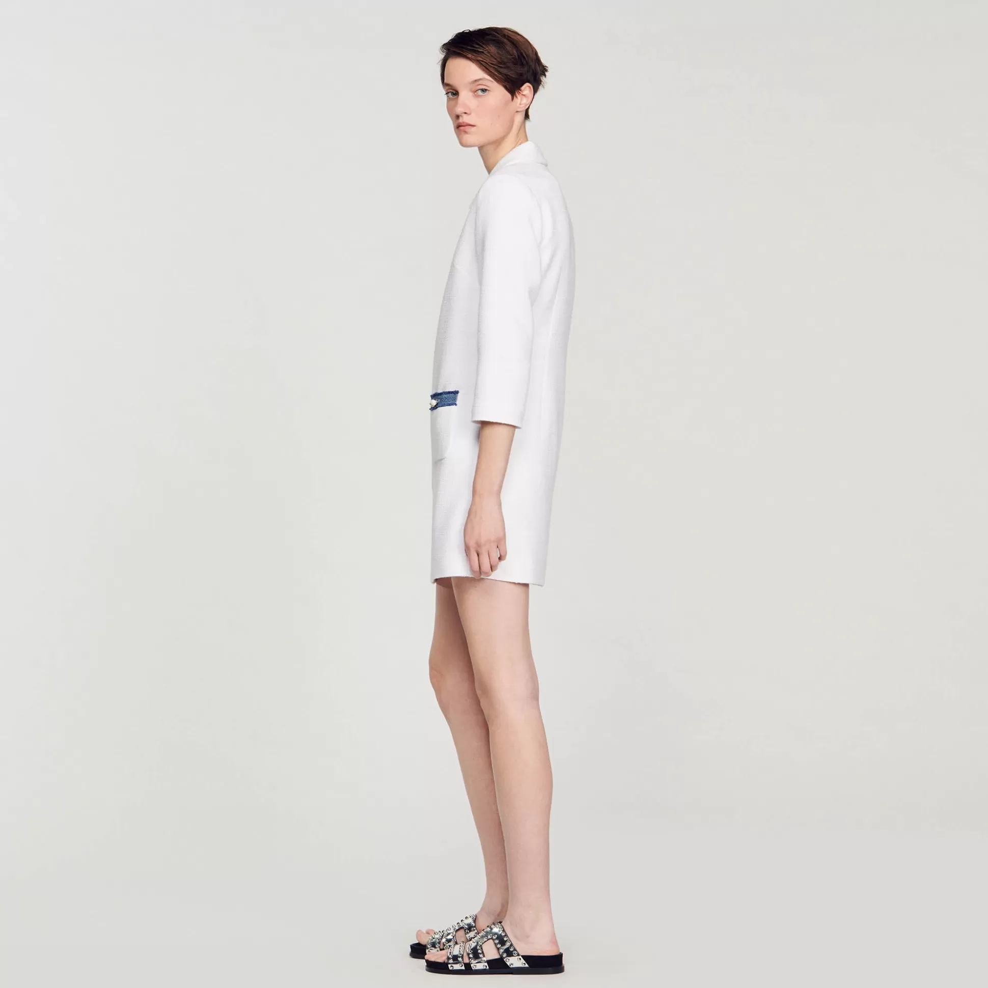 Mujer Sandro Paris Vestidos<Vestido Corto De Tweed De Manga Larga