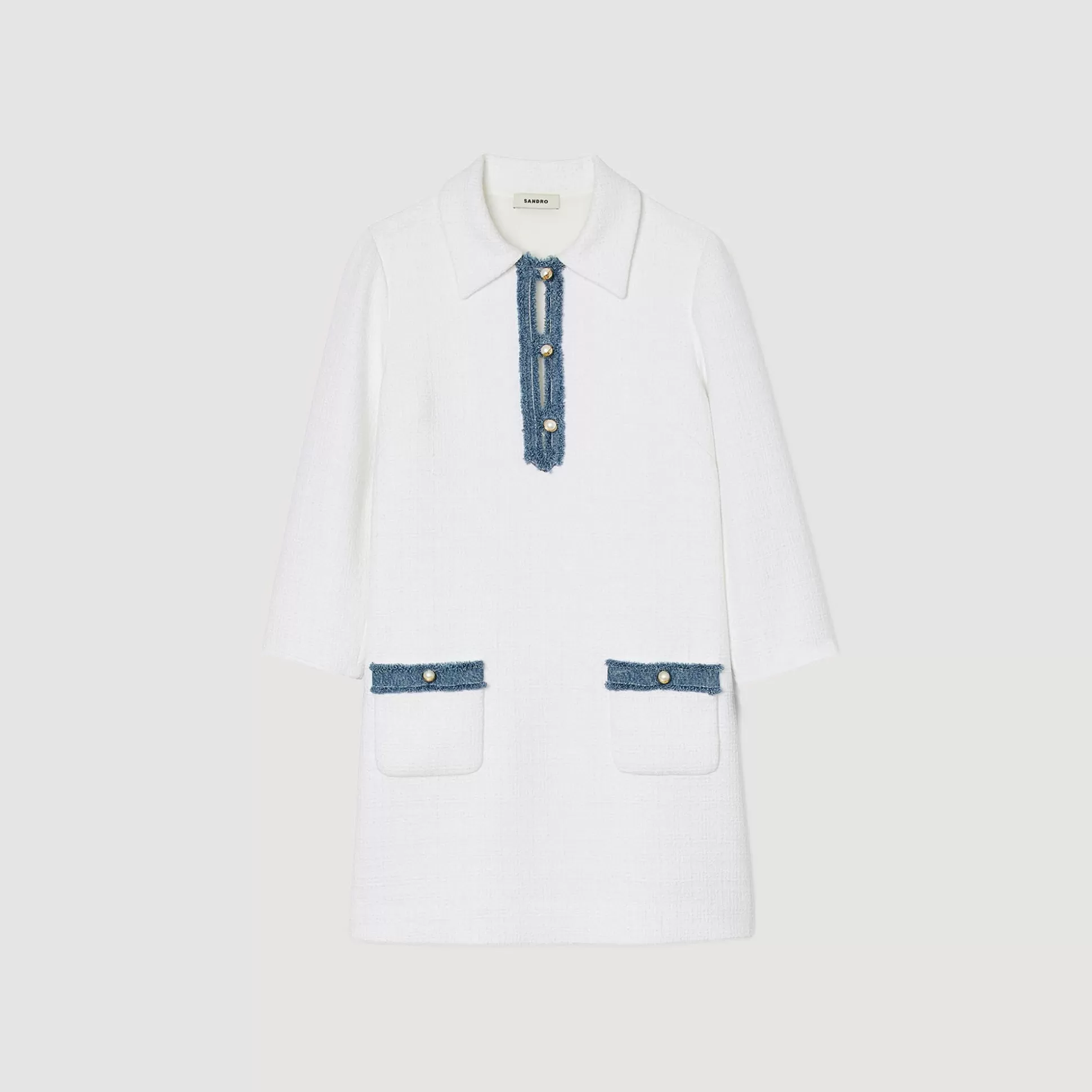 Mujer Sandro Paris Vestidos<Vestido Corto De Tweed De Manga Larga
